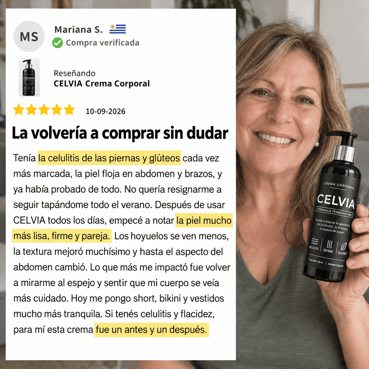 Celvia - Crema Anti Celulitica, Piel más lisa y firme